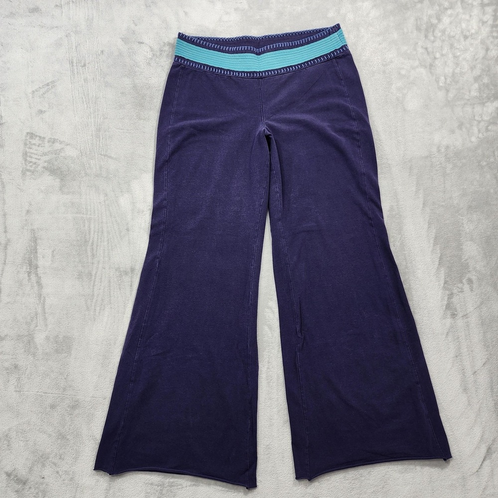 Saturday Sunday Pants Womens L Purple Wide Leg Sweatpant Pull On Raw Hem Stretch